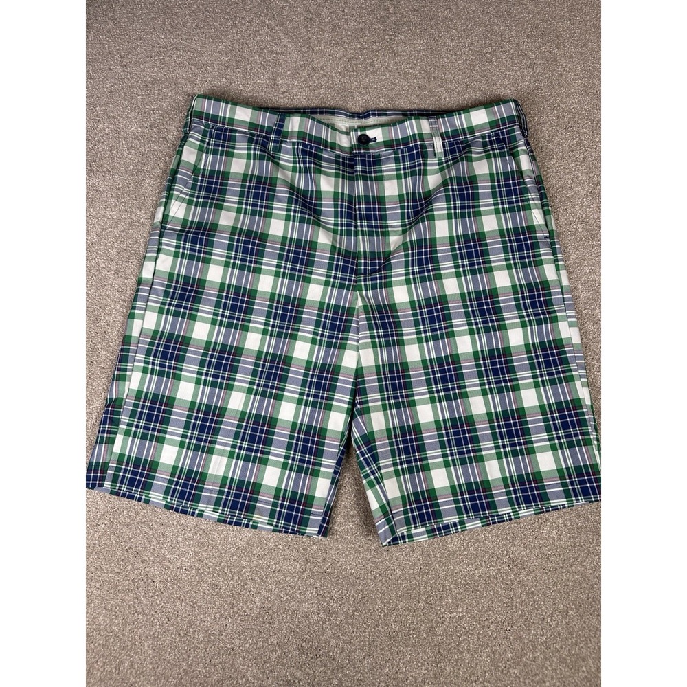 Izod Golf Shorts Men's Perform‎ X White Green Plaid Lightweight 36 Pickleball